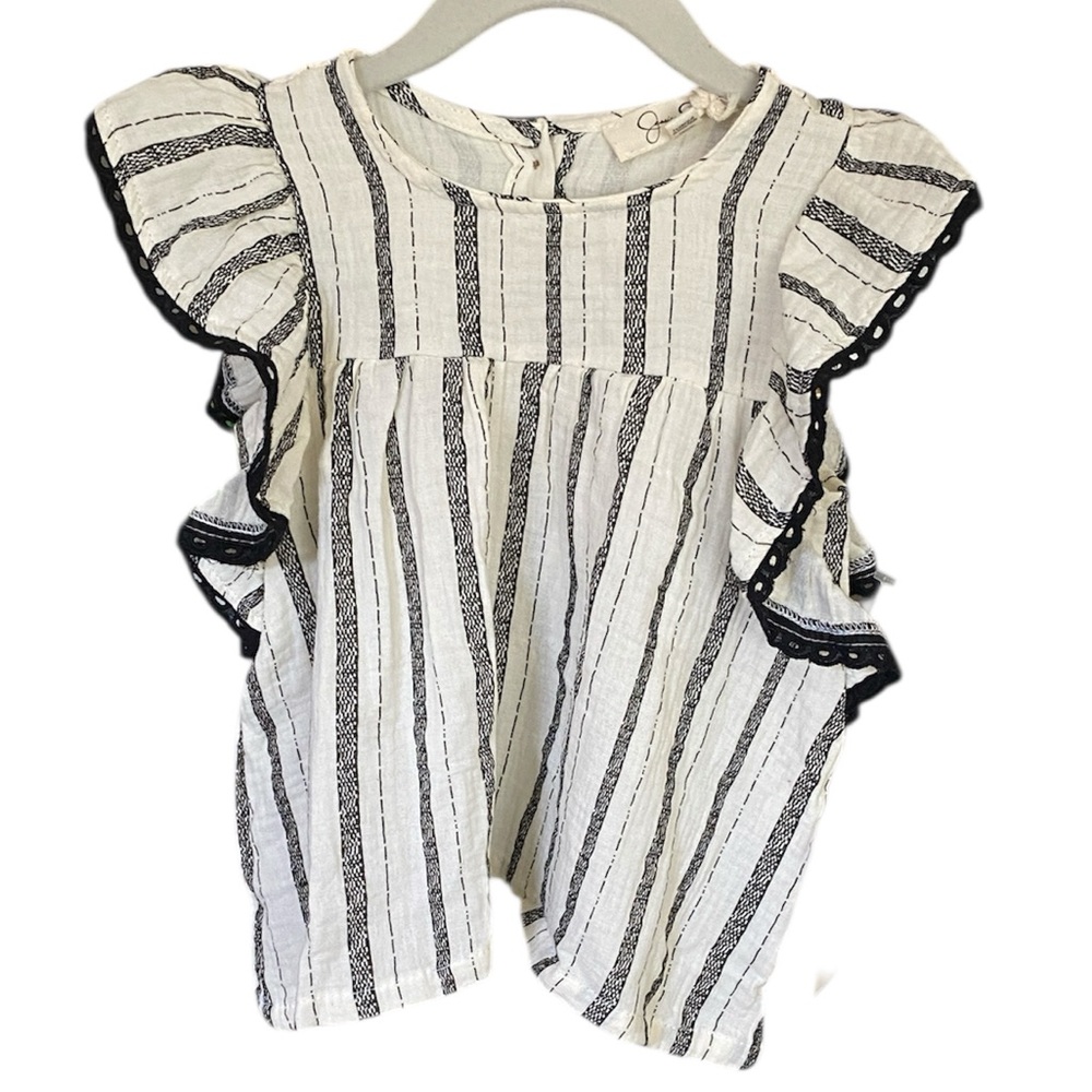 Jessica Simpson Striped Ruffle Sleeve Top 3T